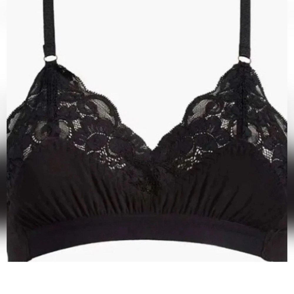 Free People We Are HAH Lounge Bralette Bra Size S Black Wireless